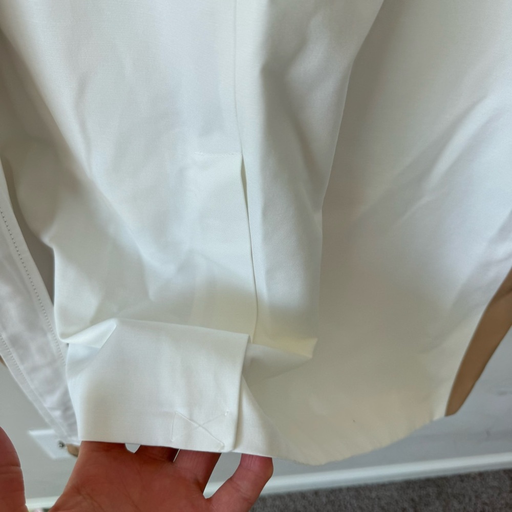 Chic White and Tan Belted long vest - Picture 8 of 13